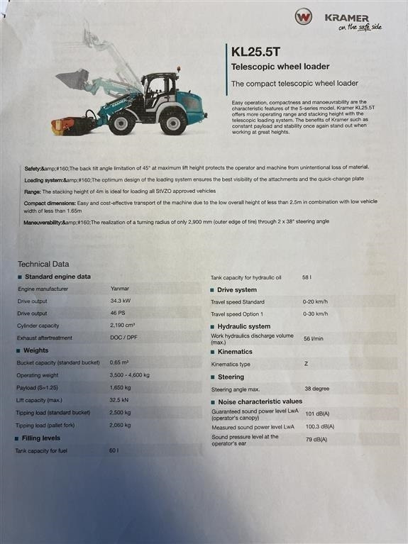 Kramer KL25.5T med Teleskoparm, så den har stor rækkevid - Teleskooprataslaadur: pilt 5 Kramer KL25.5T med Teleskoparm, så den har stor rækkevid - Teleskooprataslaadur: pilt 5