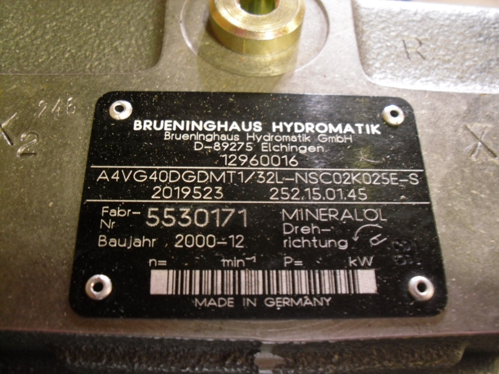 Brueninghaus Hydromatik A4VG40DGDMT1/32L-NSC02K025E-S - - Hüdrauliline pump - Ehitusmasinad: pilt 3 Brueninghaus Hydromatik A4VG40DGDMT1/32L-NSC02K025E-S - - Hüdrauliline pump - Ehitusmasinad: pilt 3