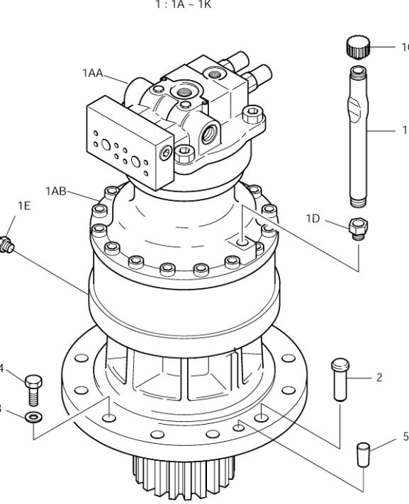 Doosan 401-00325B - 401-00325C - Pöördemootor - Ehitusmasinad: pilt 1 Doosan 401-00325B - 401-00325C - Pöördemootor - Ehitusmasinad: pilt 1