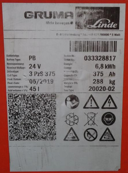 GRUMA 24 Volt 3 PzS 375 Ah - Aku - Materjali käitlemise seade: pilt 5 GRUMA 24 Volt 3 PzS 375 Ah - Aku - Materjali käitlemise seade: pilt 5
