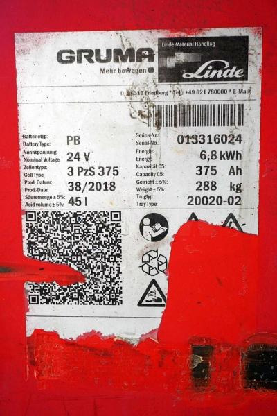 GRUMA 24 Volt 3 PzS 375 Ah - Aku - Materjali käitlemise seade: pilt 5 GRUMA 24 Volt 3 PzS 375 Ah - Aku - Materjali käitlemise seade: pilt 5