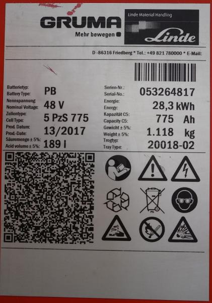 GRUMA 48 Volt 5 PzS 775 Ah - Aku: pilt 5 GRUMA 48 Volt 5 PzS 775 Ah - Aku: pilt 5