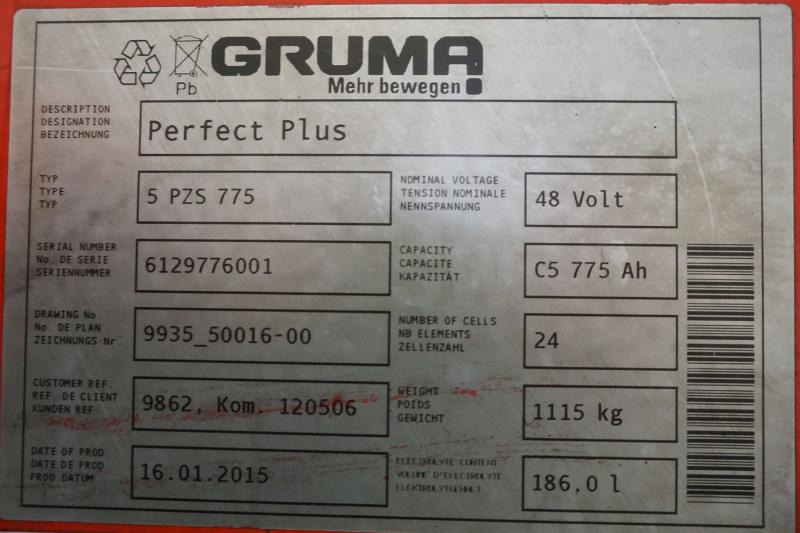 GRUMA 48 Volt 5 PzS 775 Ah - Aku: pilt 5 GRUMA 48 Volt 5 PzS 775 Ah - Aku: pilt 5