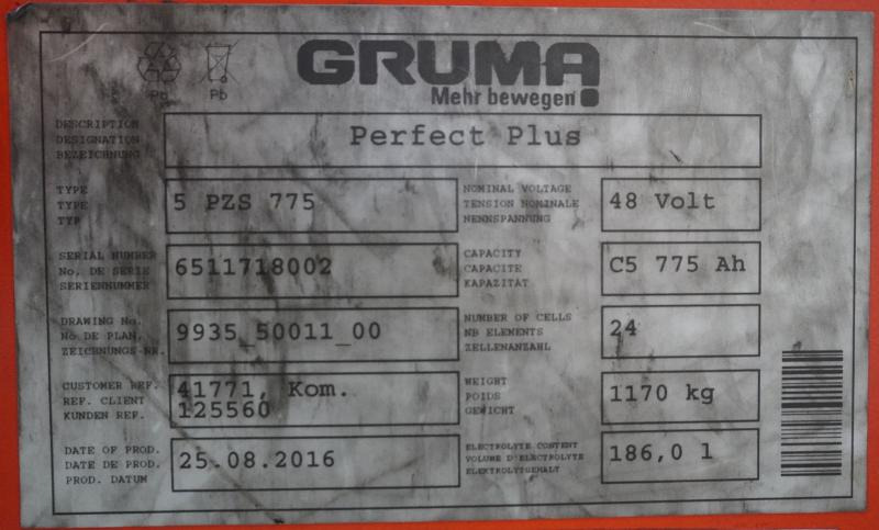 GRUMA 48 Volt 5 PzS 775 Ah - Aku - Materjali käitlemise seade: pilt 5 GRUMA 48 Volt 5 PzS 775 Ah - Aku - Materjali käitlemise seade: pilt 5