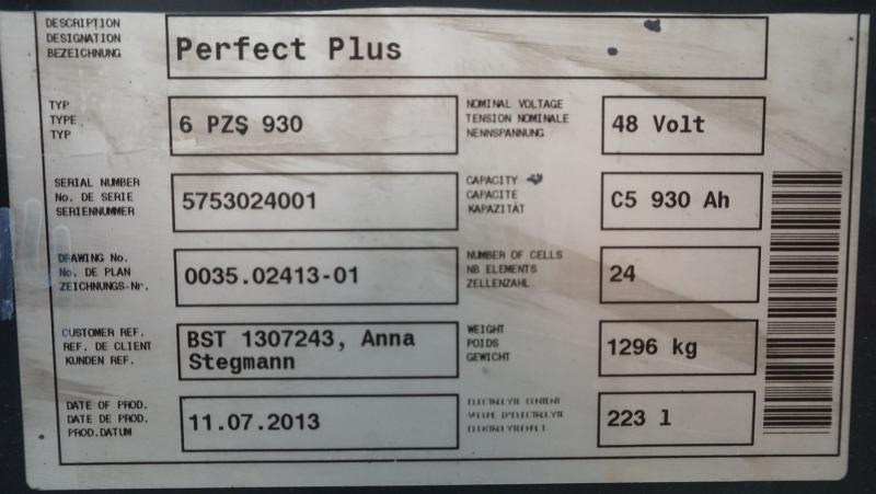 HAWKER 48 Volt 6 PzS 930 Ah - Aku: pilt 5 HAWKER 48 Volt 6 PzS 930 Ah - Aku: pilt 5