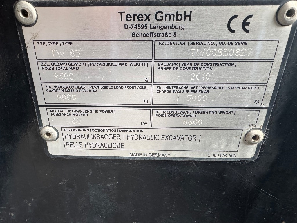 Terex TW 85 - Ratastel ekskavaator: pilt 3 Terex TW 85 - Ratastel ekskavaator: pilt 3