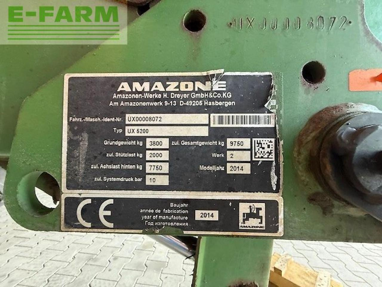 Amazone ux 5200 super - Järelveetav pritsija: pilt 4 Amazone ux 5200 super - Järelveetav pritsija: pilt 4