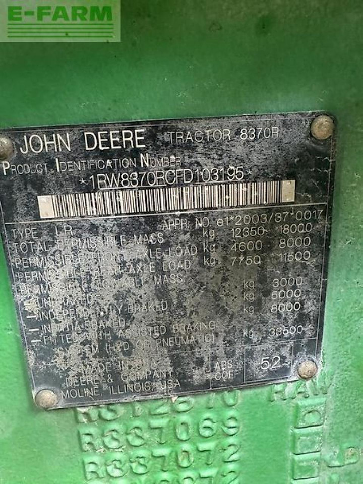 John Deere 8370r - Traktor: pilt 4 John Deere 8370r - Traktor: pilt 4