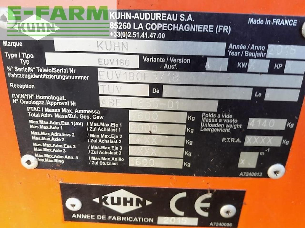 Kuhn euv180 - Loomakasvatusseadmed: pilt 4 Kuhn euv180 - Loomakasvatusseadmed: pilt 4