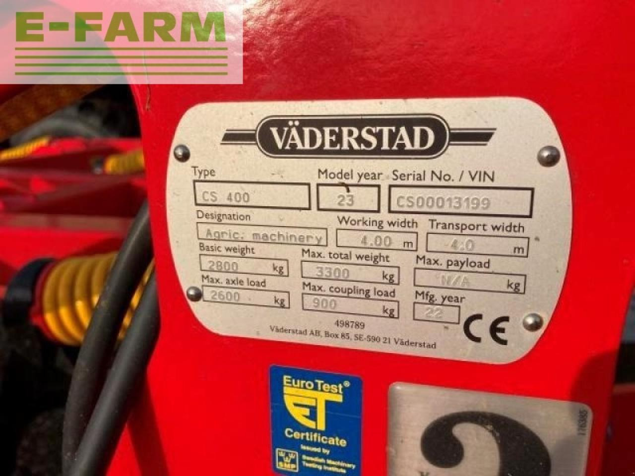 Väderstad cultus cs 400 - Kultivaator: pilt 5 Väderstad cultus cs 400 - Kultivaator: pilt 5
