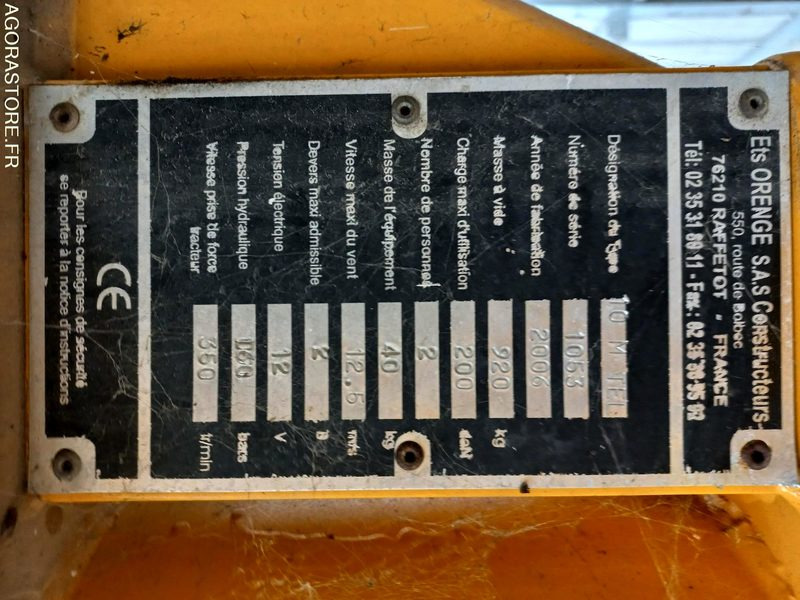 Nacelle sur tracteur Orenge - Aiaseadmed: pilt 2 Nacelle sur tracteur Orenge - Aiaseadmed: pilt 2