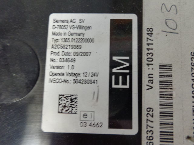 Iveco electrical control unit 504230341 (WORLDWIDE DELIVERY) Siemens A - Mootori juhtimisseade - Veoauto: pilt 4 Iveco electrical control unit 504230341 (WORLDWIDE DELIVERY) Siemens A - Mootori juhtimisseade - Veoauto: pilt 4