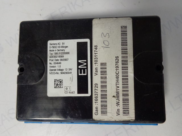 Iveco electrical control unit 504230341 (WORLDWIDE DELIVERY) Siemens A - Mootori juhtimisseade - Veoauto: pilt 1 Iveco electrical control unit 504230341 (WORLDWIDE DELIVERY) Siemens A - Mootori juhtimisseade - Veoauto: pilt 1