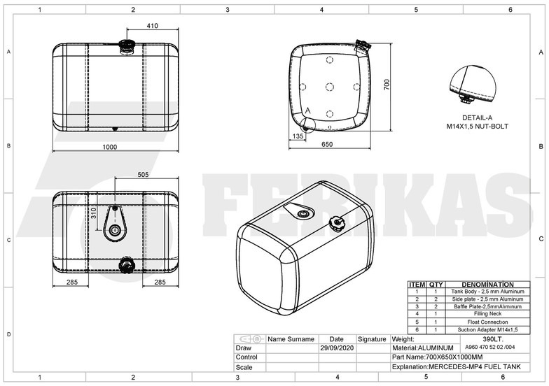 Uus Kütusepaak - Veoauto Mercedes-Benz New aluminum fuel tank 390L: pilt 7