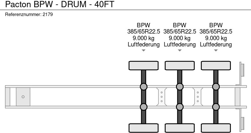 Konteinerveduk/ Tõstukiga poolhaagis Pacton BPW - DRUM - 40FT: pilt 13