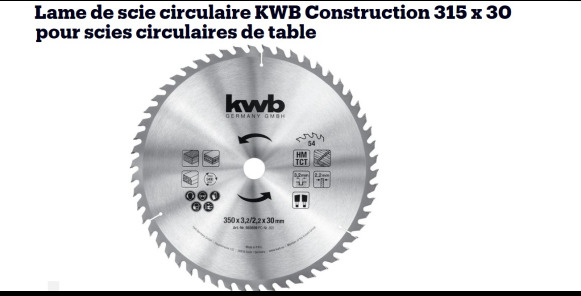 Lame de scie Widia pour bois KWB - Ehitusseade: pilt 2 Lame de scie Widia pour bois KWB - Ehitusseade: pilt 2