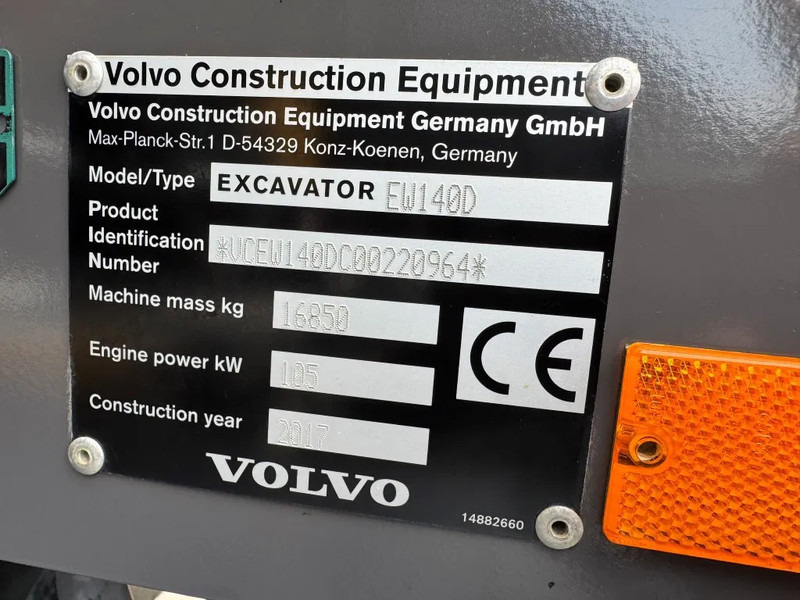 Ratastel ekskavaator Volvo EW140D 2017 10000 uur ! NETTE NEDERLANDSE MACHINE: pilt 18
