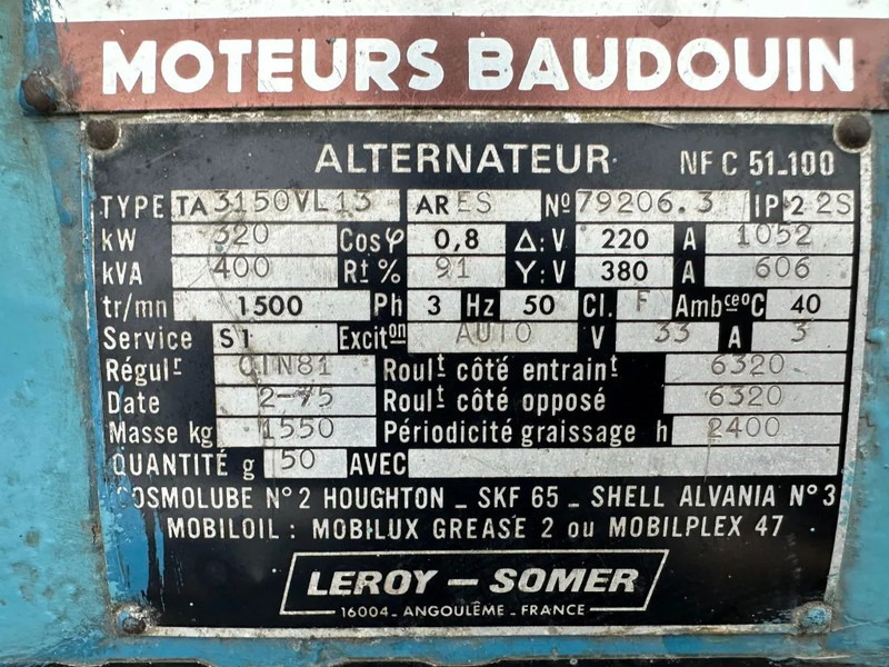 Generaatorikomplekt Baudouin DNP12SI Leroy Somer 400 kVA noodstroom generatorset 317 hours: pilt 9