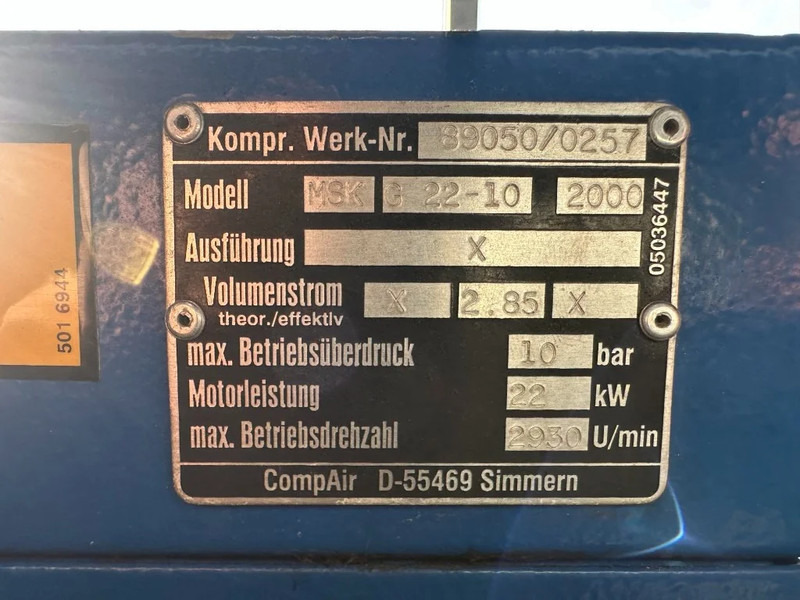 Compair MSK-G22 Elektrische Schroefcompressor 22 kW 3000 L / min 10 Bar - Õhukompressor: pilt 3 Compair MSK-G22 Elektrische Schroefcompressor 22 kW 3000 L / min 10 Bar - Õhukompressor: pilt 3