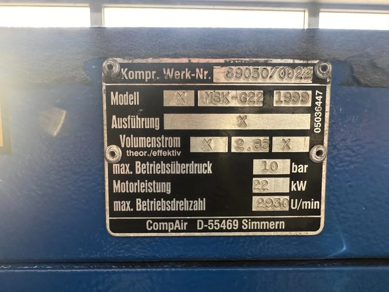 Compair MSK-G22 Elektrische Schroefcompressor 22 kW 3000 L / min 10 Bar - Õhukompressor: pilt 3 Compair MSK-G22 Elektrische Schroefcompressor 22 kW 3000 L / min 10 Bar - Õhukompressor: pilt 3