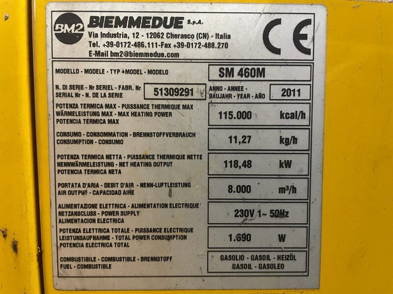 Dieselheater Air to Air SM 460M 119 kW - 8000 m3 / h Diesel Heater Kachel - Ehitussoojendi: pilt 3 Dieselheater Air to Air SM 460M 119 kW - 8000 m3 / h Diesel Heater Kachel - Ehitussoojendi: pilt 3
