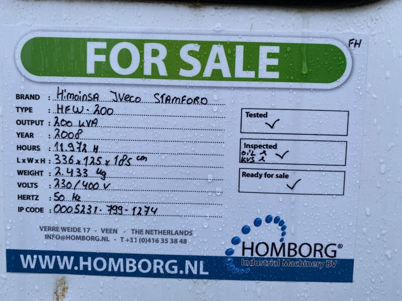 Generaatorikomplekt Himoinsa HFW 200 Iveco NEF 67 Stamford 200 kVA Silent generatorset: pilt 17