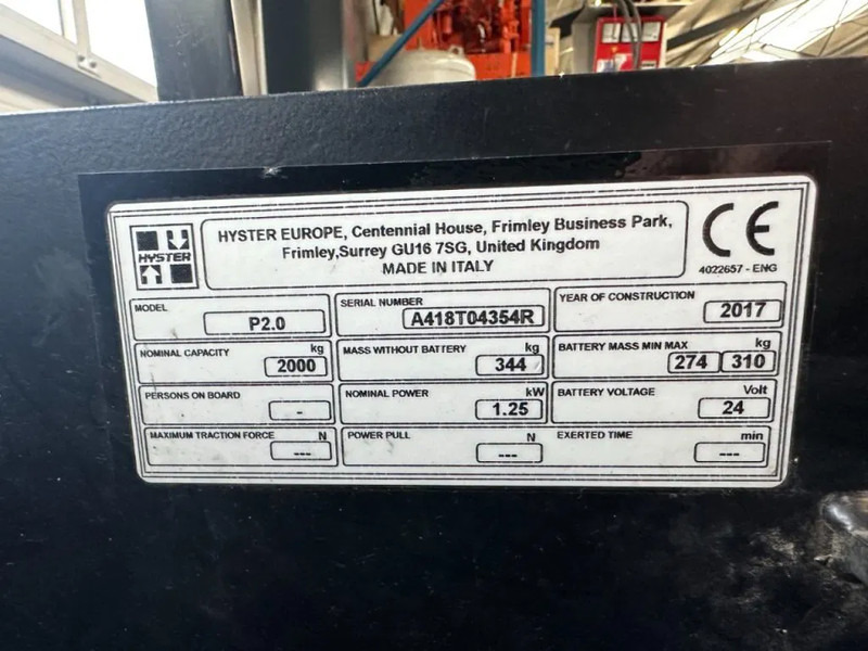 Hyster P2.0 Palletwagen 2 ton Elektra Pallettruck - Kaubaaluste tõstuk: pilt 4 Hyster P2.0 Palletwagen 2 ton Elektra Pallettruck - Kaubaaluste tõstuk: pilt 4