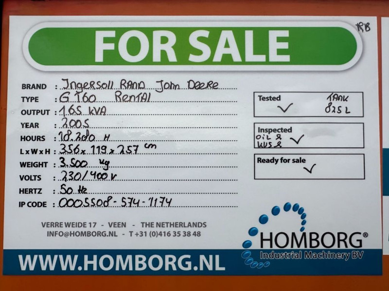 Generaatorikomplekt Ingersoll Rand G160 John Deere Leroy Somer 165 kVA Silent Rental generatorset: pilt 17
