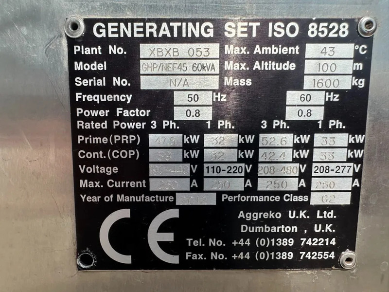 Generaatorikomplekt Iveco FPT NEF45 SM1A.A004 Stamford 60 kVA Silent Rental generatorset: pilt 8