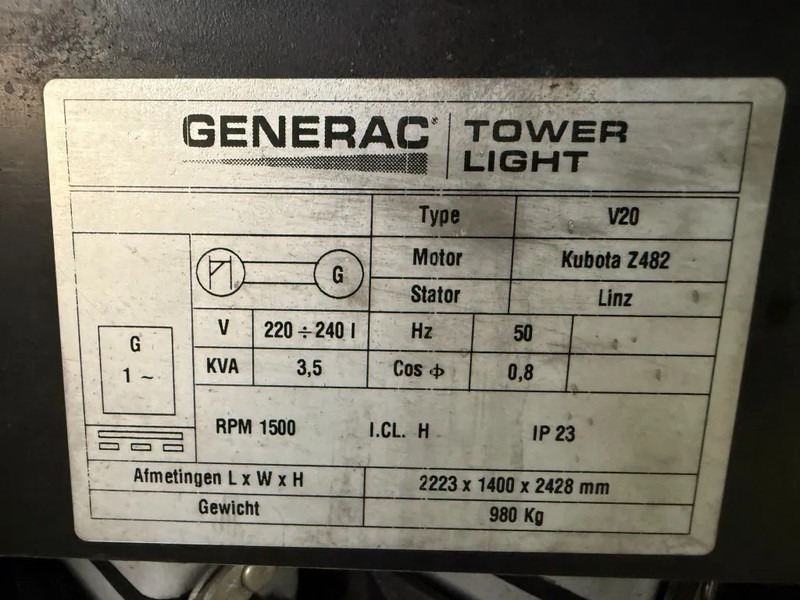 Kubota Generac V20 TowerLight 9 meter LED Lichtmast Aggregaat - Valgustorn: pilt 4 Kubota Generac V20 TowerLight 9 meter LED Lichtmast Aggregaat - Valgustorn: pilt 4