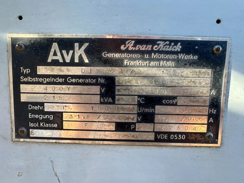 Generaatorikomplekt MAN D 2858 MT AvK 250 kVA Noodstroom generatorset ex Emergency: pilt 13 Generaatorikomplekt MAN D 2858 MT AvK 250 kVA Noodstroom generatorset ex Emergency: pilt 13