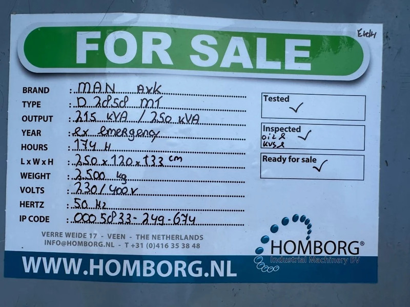 Generaatorikomplekt MAN D 2858 MT AvK 250 kVA Noodstroom generatorset ex Emergency: pilt 16 Generaatorikomplekt MAN D 2858 MT AvK 250 kVA Noodstroom generatorset ex Emergency: pilt 16