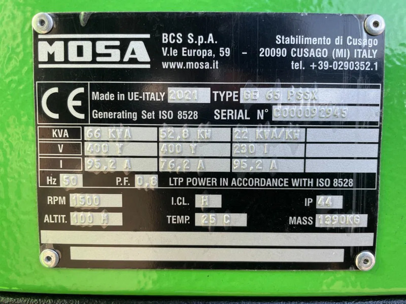 Generaatorikomplekt MOSA Hybride Perkins 66 kVA / 80 KWh accupakket: pilt 16