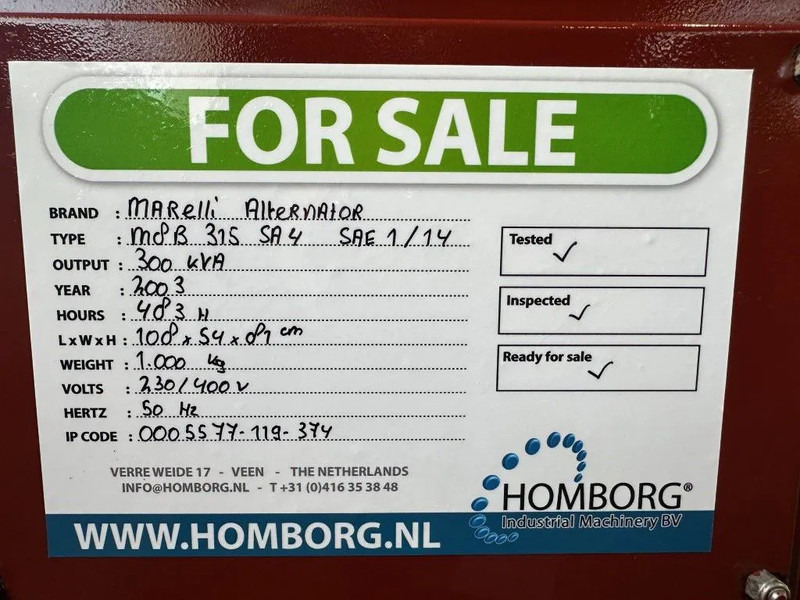 Generaatorikomplekt Marelli M8B 315 SA4 Alternator 300 kVA generatordeel SAE 1 / 14: pilt 11