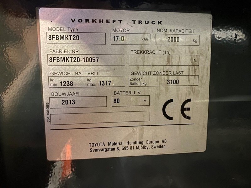Toyota 2 ton Traigo 20 Duplex Freelift Sideshift Elektra Heftruck - Elektritõstuk: pilt 5 Toyota 2 ton Traigo 20 Duplex Freelift Sideshift Elektra Heftruck - Elektritõstuk: pilt 5