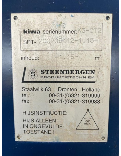 Steenbergen KIWA 1150 liter dieseltank dubbelwandig - Säilitusmahuti: pilt 4 Steenbergen KIWA 1150 liter dieseltank dubbelwandig - Säilitusmahuti: pilt 4