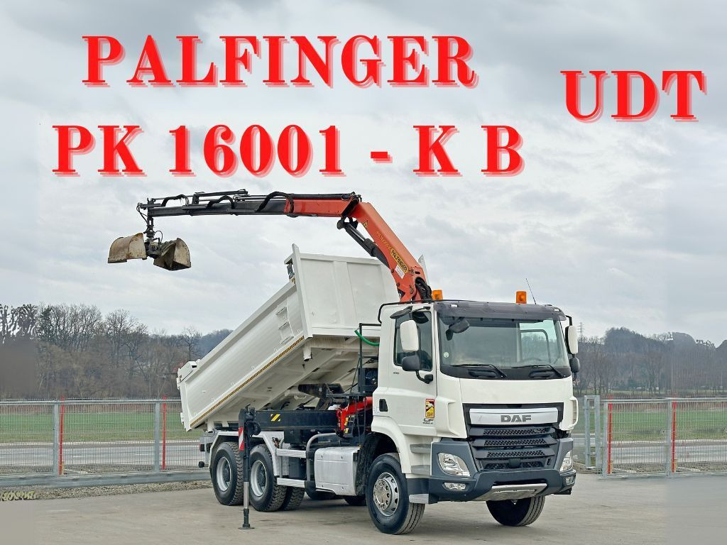 DAF CF 410 * Kipper 4,90 m + PK 16001 - K B * 6x4 - Kraanaga veoauto: pilt 1 DAF CF 410 * Kipper 4,90 m + PK 16001 - K B * 6x4 - Kraanaga veoauto: pilt 1
