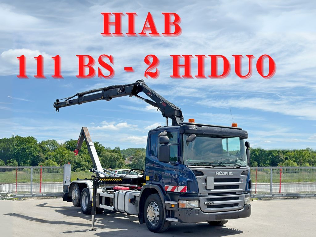 Scania P 360 * ABROLLKIPPER * HIAB 111 BS -2 HIDUO/FUNK - Konkstõstukiga veoauto, Kraanaga veoauto: pilt 1 Scania P 360 * ABROLLKIPPER * HIAB 111 BS -2 HIDUO/FUNK - Konkstõstukiga veoauto, Kraanaga veoauto: pilt 1