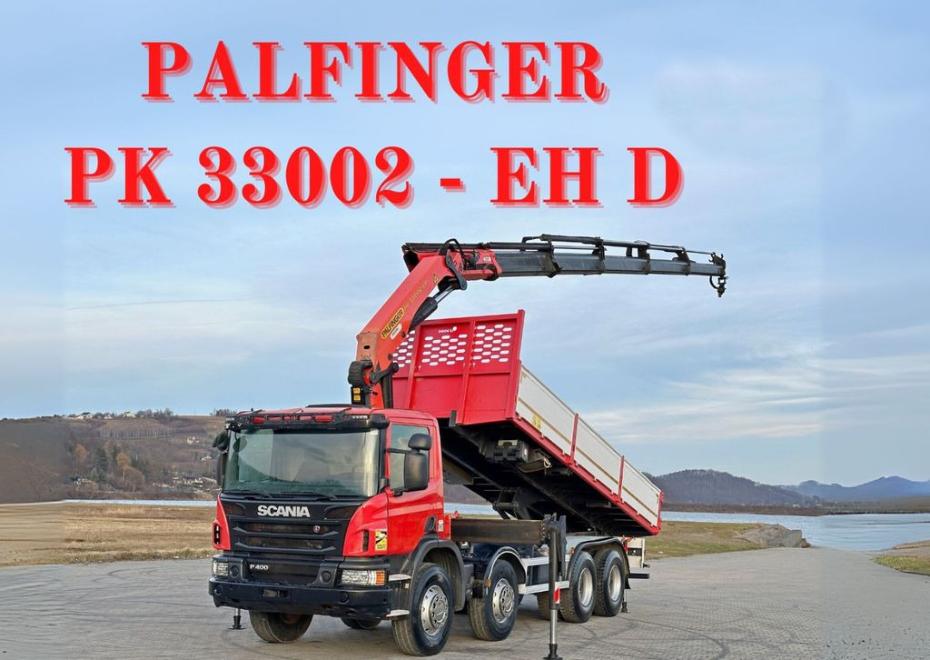Scania P 400 Kipper 6,80 m * PK 33002-EH D + FUNK * 8x4 - Kraanaga veoauto, Kallurauto: pilt 1 Scania P 400 Kipper 6,80 m * PK 33002-EH D + FUNK * 8x4 - Kraanaga veoauto, Kallurauto: pilt 1