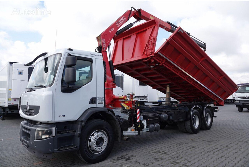 Renault LANDER 3 way tipper + crane FASSI 130 6x4 - Kallurauto, Kraanaga veoauto: pilt 2 Renault LANDER 3 way tipper + crane FASSI 130 6x4 - Kallurauto, Kraanaga veoauto: pilt 2