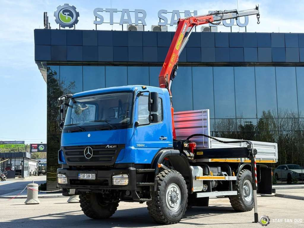 Mercedes-Benz AXOR 1824 4x4 PALFINGER PK 8500 Crane Kran - Kraanaga veoauto: pilt 1 Mercedes-Benz AXOR 1824 4x4 PALFINGER PK 8500 Crane Kran - Kraanaga veoauto: pilt 1