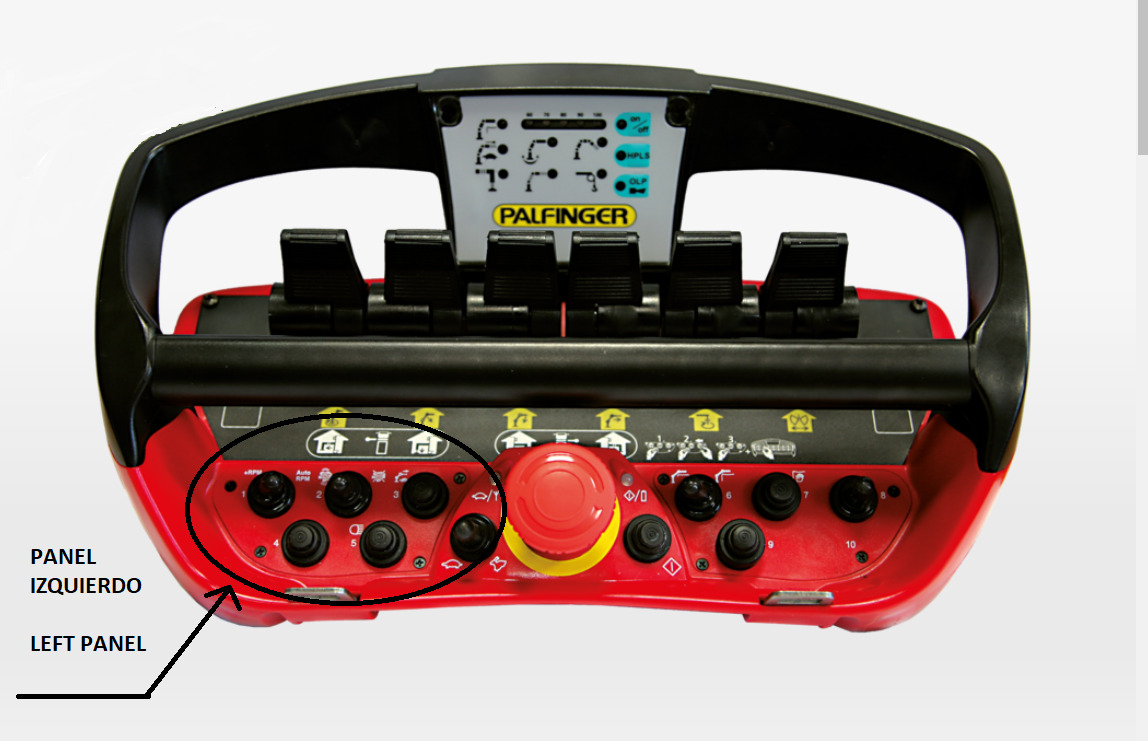 Left lateral panel with buttons radio remote Scanreco RC400 - Elektrisüsteem - Kraana-manipulaator: pilt 4 Left lateral panel with buttons radio remote Scanreco RC400 - Elektrisüsteem - Kraana-manipulaator: pilt 4