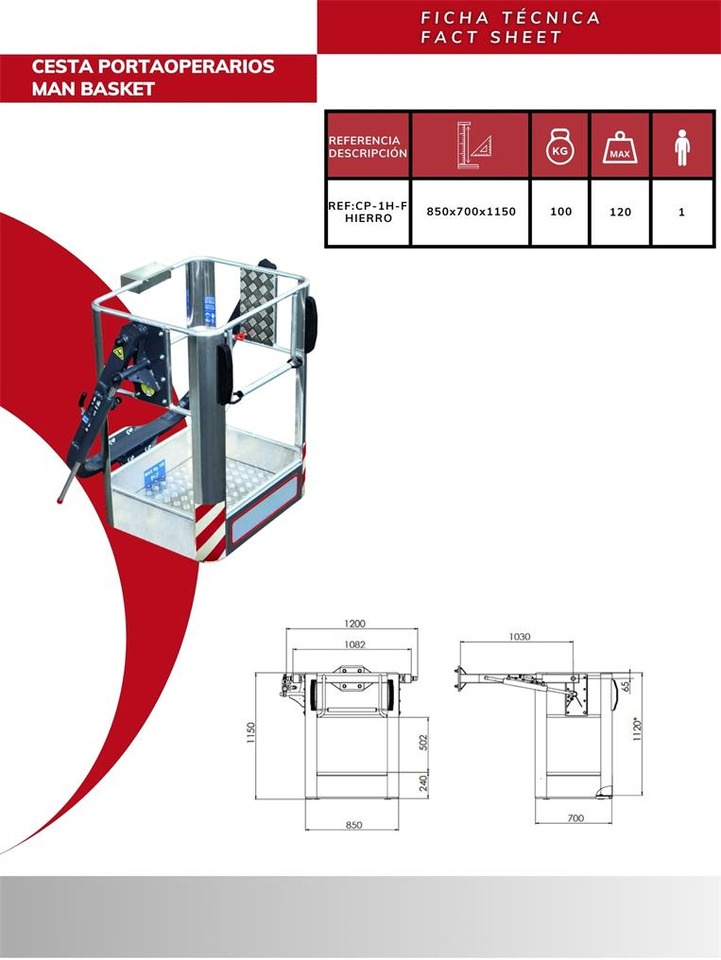 Iron man operator basket CP-1H-F - Lisaseade - Kraana-manipulaator: pilt 3 Iron man operator basket CP-1H-F - Lisaseade - Kraana-manipulaator: pilt 3