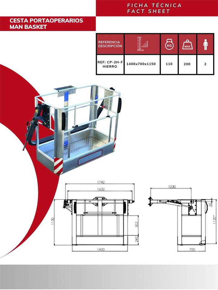 Iron operator basket CP-2H-F - Lisaseade - Kraana-manipulaator: pilt 3 Iron operator basket CP-2H-F - Lisaseade - Kraana-manipulaator: pilt 3