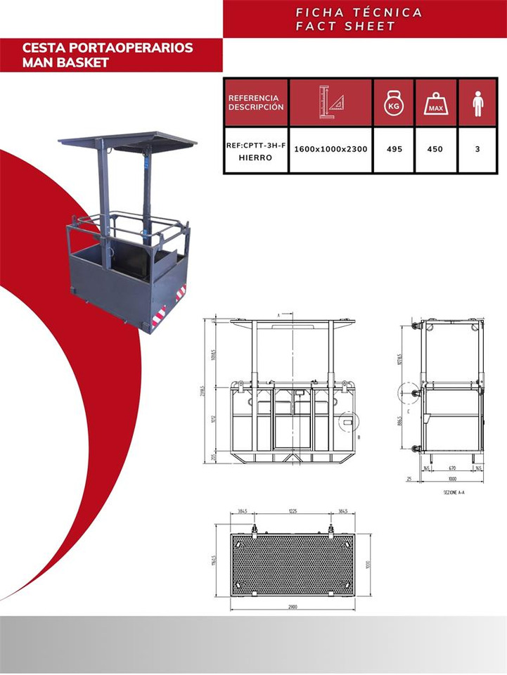 Iron suspended man basket for tower cranes CPTT-3H-F - Lisaseade - Kraana-manipulaator: pilt 2 Iron suspended man basket for tower cranes CPTT-3H-F - Lisaseade - Kraana-manipulaator: pilt 2