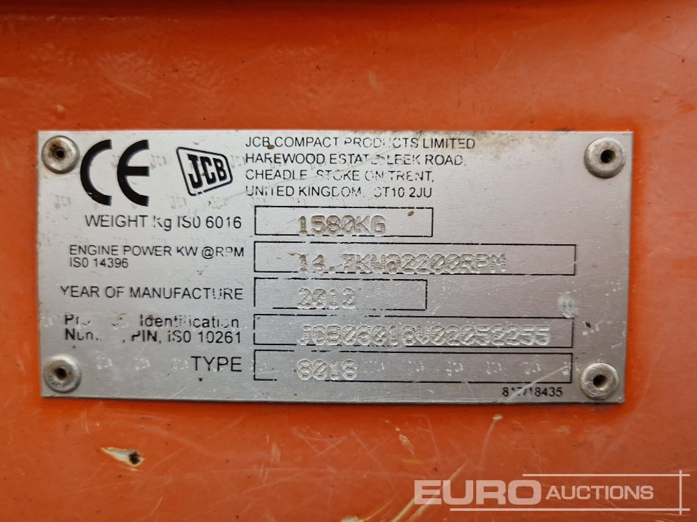 Miniekskavaator 2012 JCB 8018: pilt 34