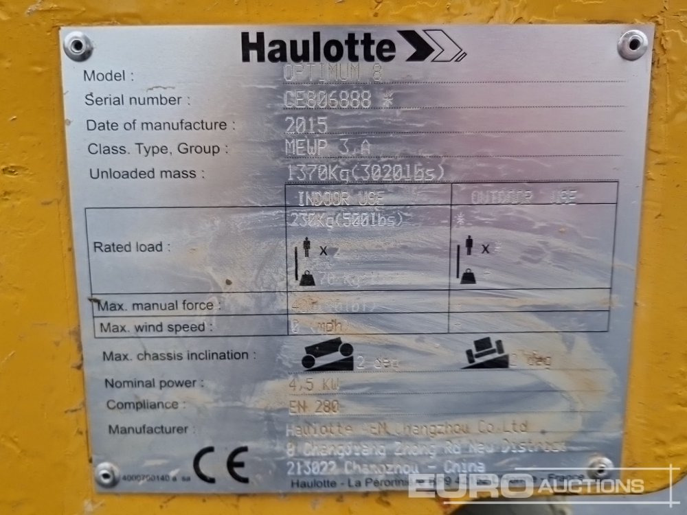 Platvorm 2015 Haulotte Optimum 8: pilt 22