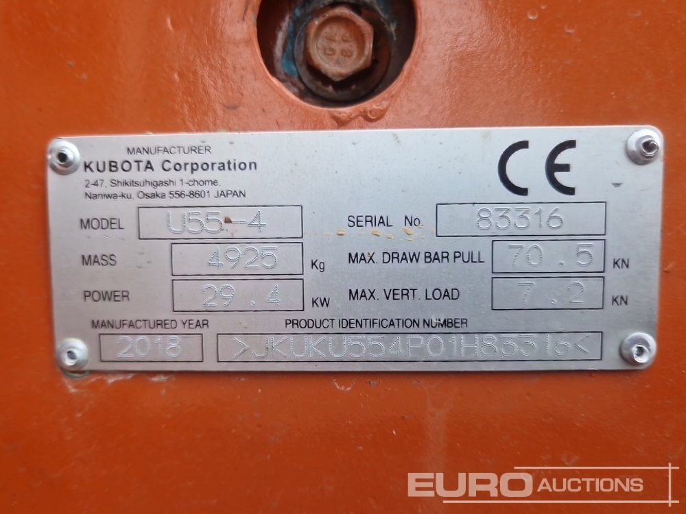 Kubota U55-4 - Miniekskavaator: pilt 2 Kubota U55-4 - Miniekskavaator: pilt 2