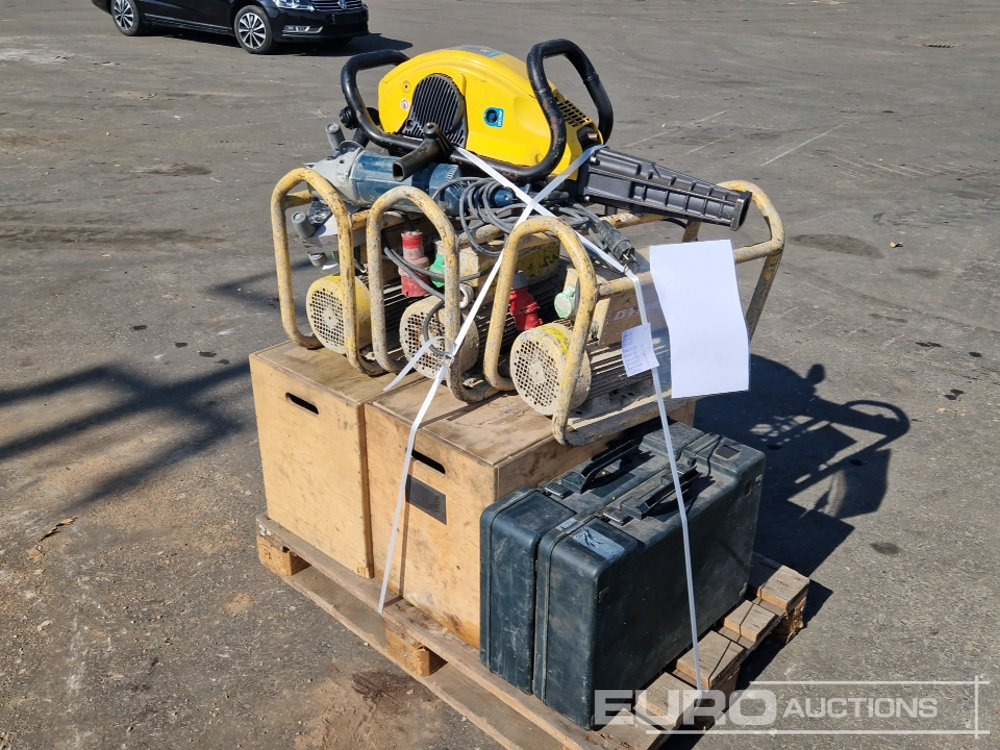 Pallet of Assorted Power Tools, Frequency Converters, Channel Saw, Paving Breaker - Ehitusseade: pilt 1 Pallet of Assorted Power Tools, Frequency Converters, Channel Saw, Paving Breaker - Ehitusseade: pilt 1