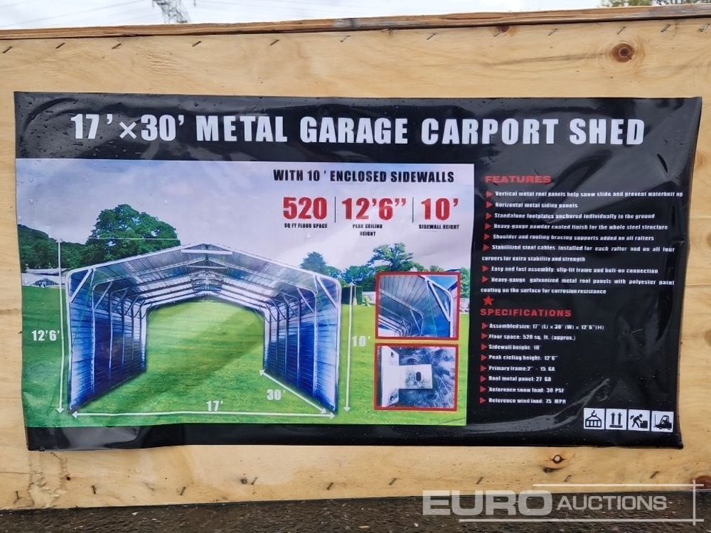 Unused 2025 30x12.6x17' Metal Garage Carport - Ehitusmahuti: pilt 5 Unused 2025 30x12.6x17' Metal Garage Carport - Ehitusmahuti: pilt 5